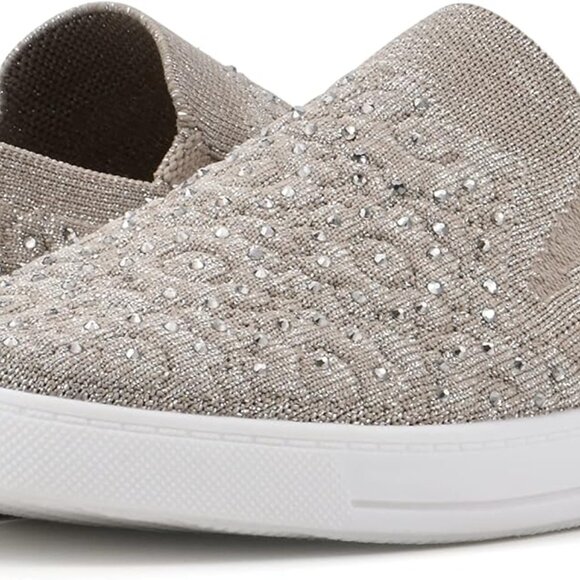 Women's Sneakers Gold Textile Size 9 Cushioned Insole Breathable Flats - Picture 3 of 8